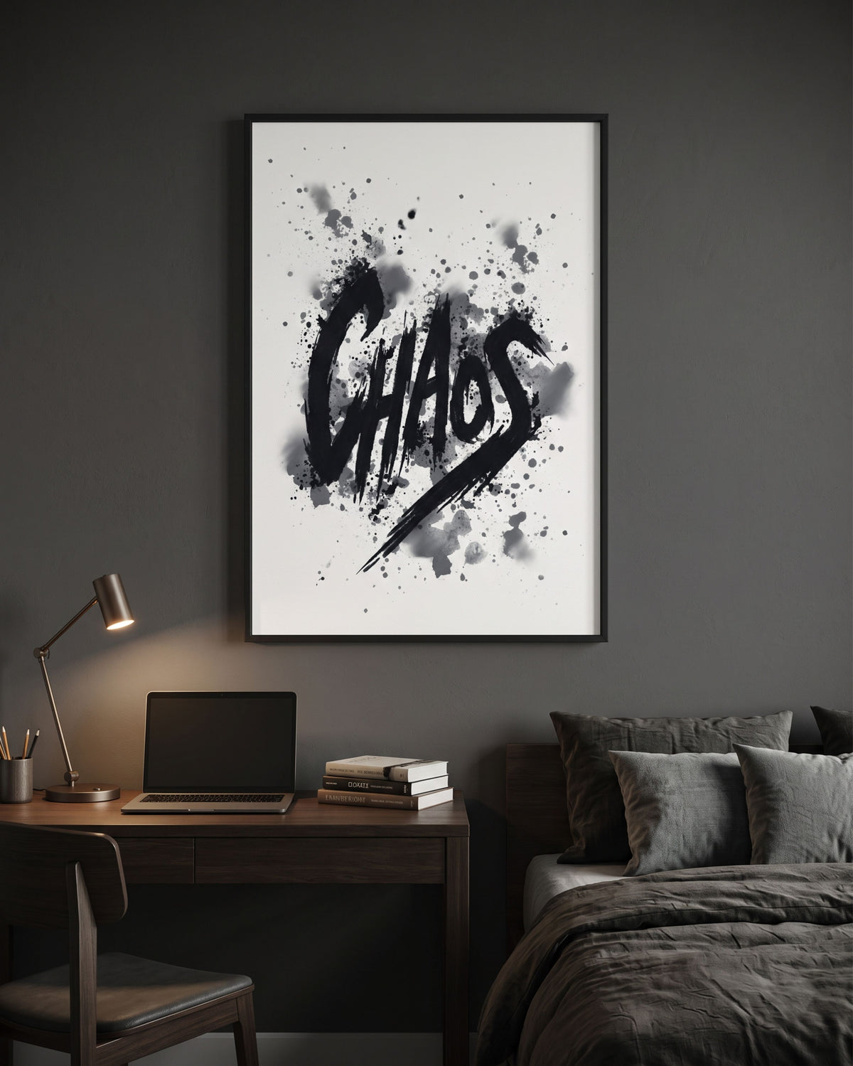 Chaos Gothic Poster | Black Art Print | Moody Alternative Decor | Dark Room Poster