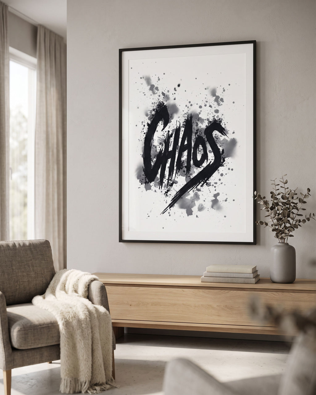 Chaos Gothic Poster | Black Art Print | Moody Alternative Decor | Dark Room Poster