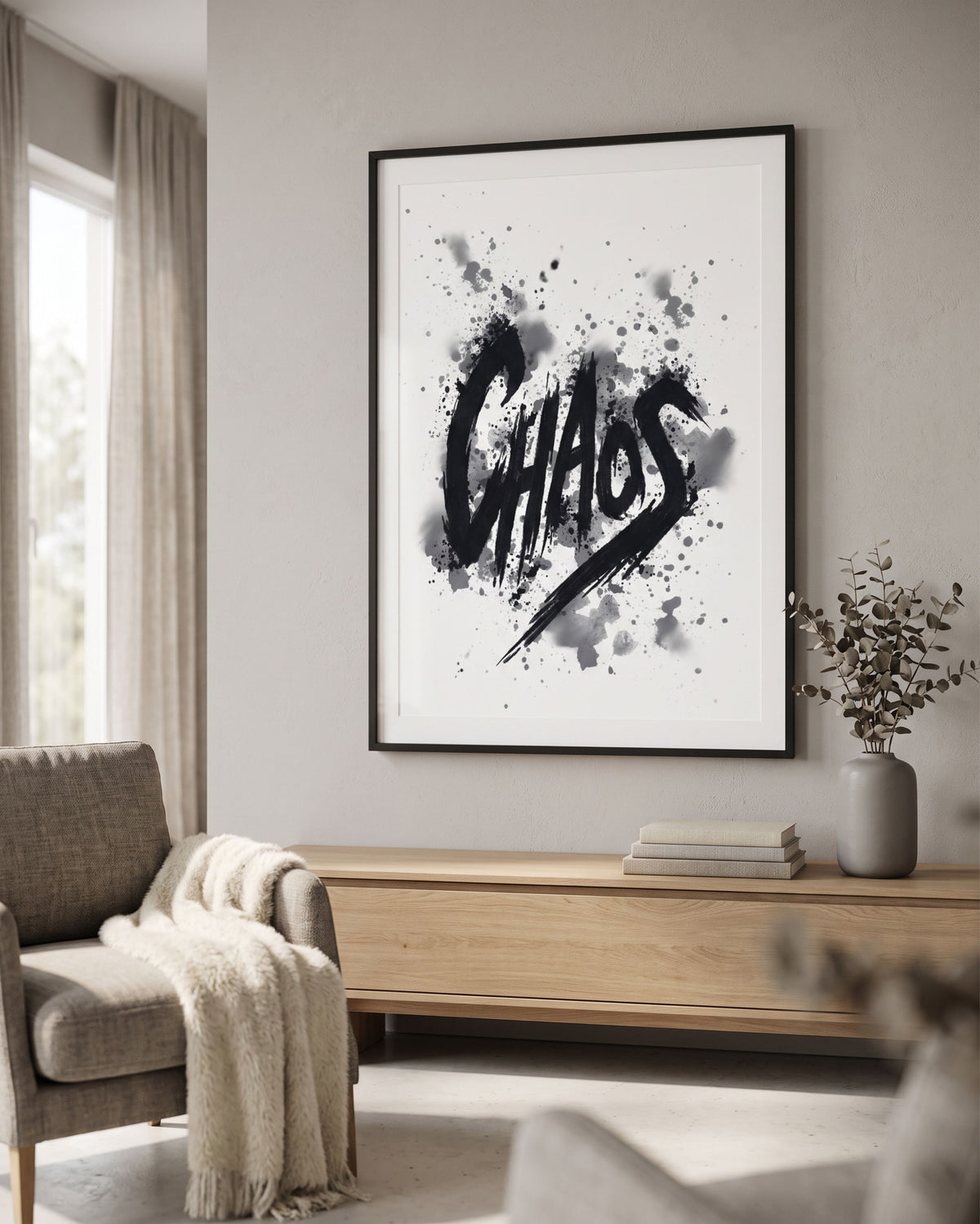 Chaos Gothic Poster | Black Art Print | Moody Alternative Decor | Dark Room Poster
