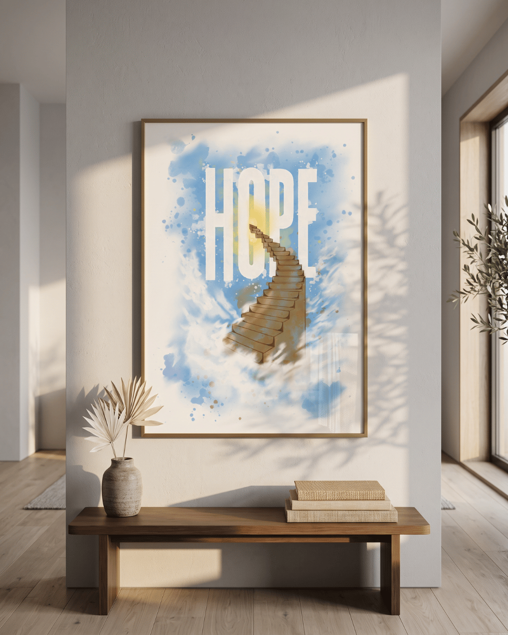 Hope Stairway Poster | Inspirational Wall Art, Motivational Quote Print
