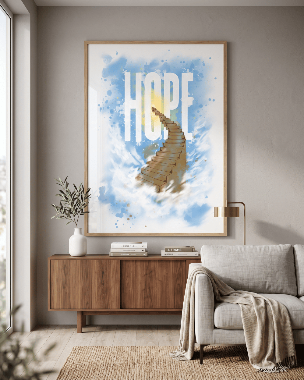 Hope Stairway Poster | Inspirational Wall Art, Motivational Quote Print