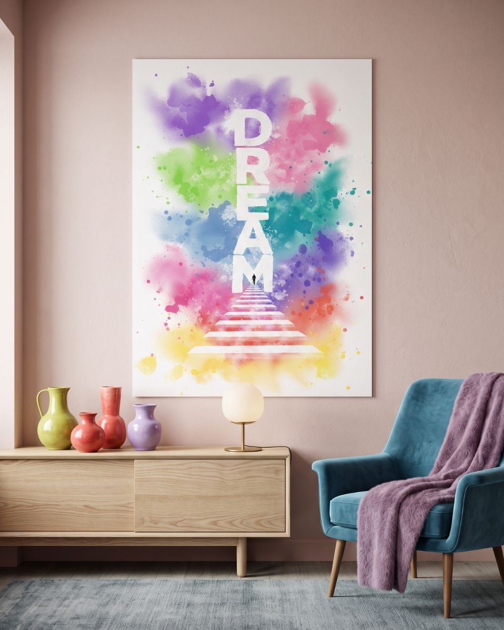 Dream Motivational Art Print | Colorful Abstract Watercolor Wall Decor