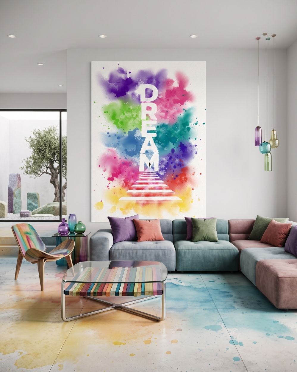 Dream Motivational Art Print | Colorful Abstract Watercolor Wall Decor