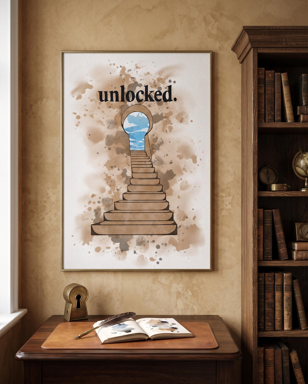 Unlocked Poster | Opportunity Wall Art | Inspirational Keyhole Print | Growth Mindset Decor | Motivational Art