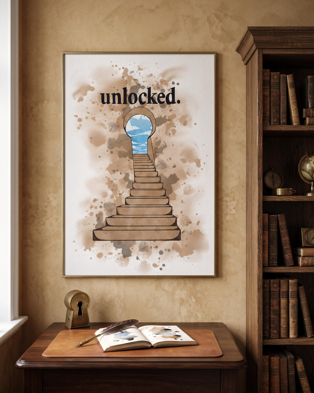 Unlocked Poster | Opportunity Wall Art | Inspirational Keyhole Print | Growth Mindset Decor | Motivational Art