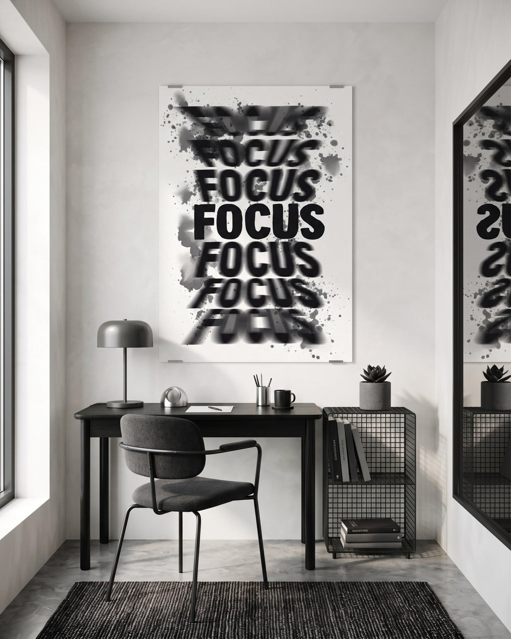 Focus Poster | Motivational Wall Art | Productivity Quote Print | Office Decor | Minimalist Inspirational Art