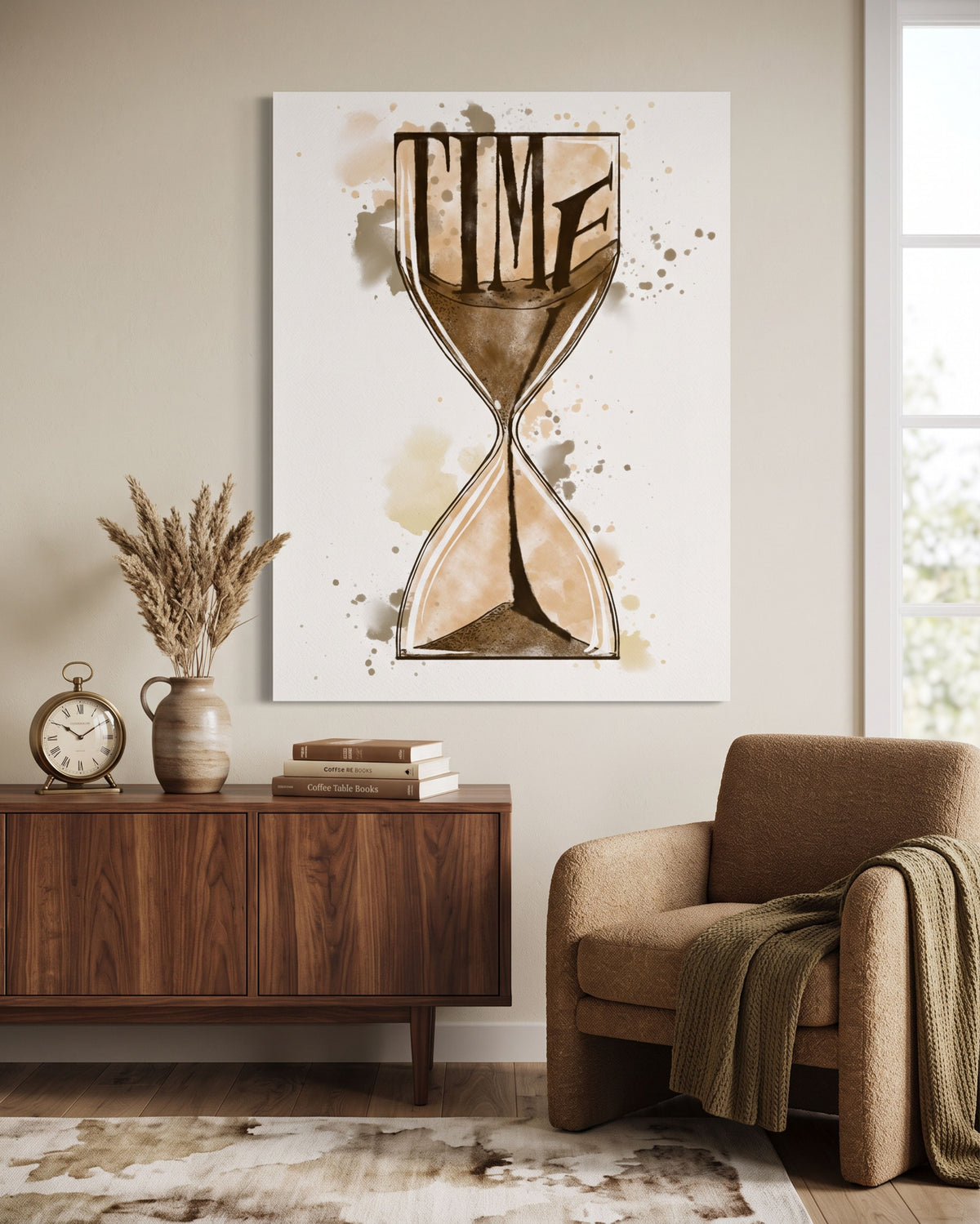 Hourglass Time Motivational Poster | Minimalist Office Wall Art Print