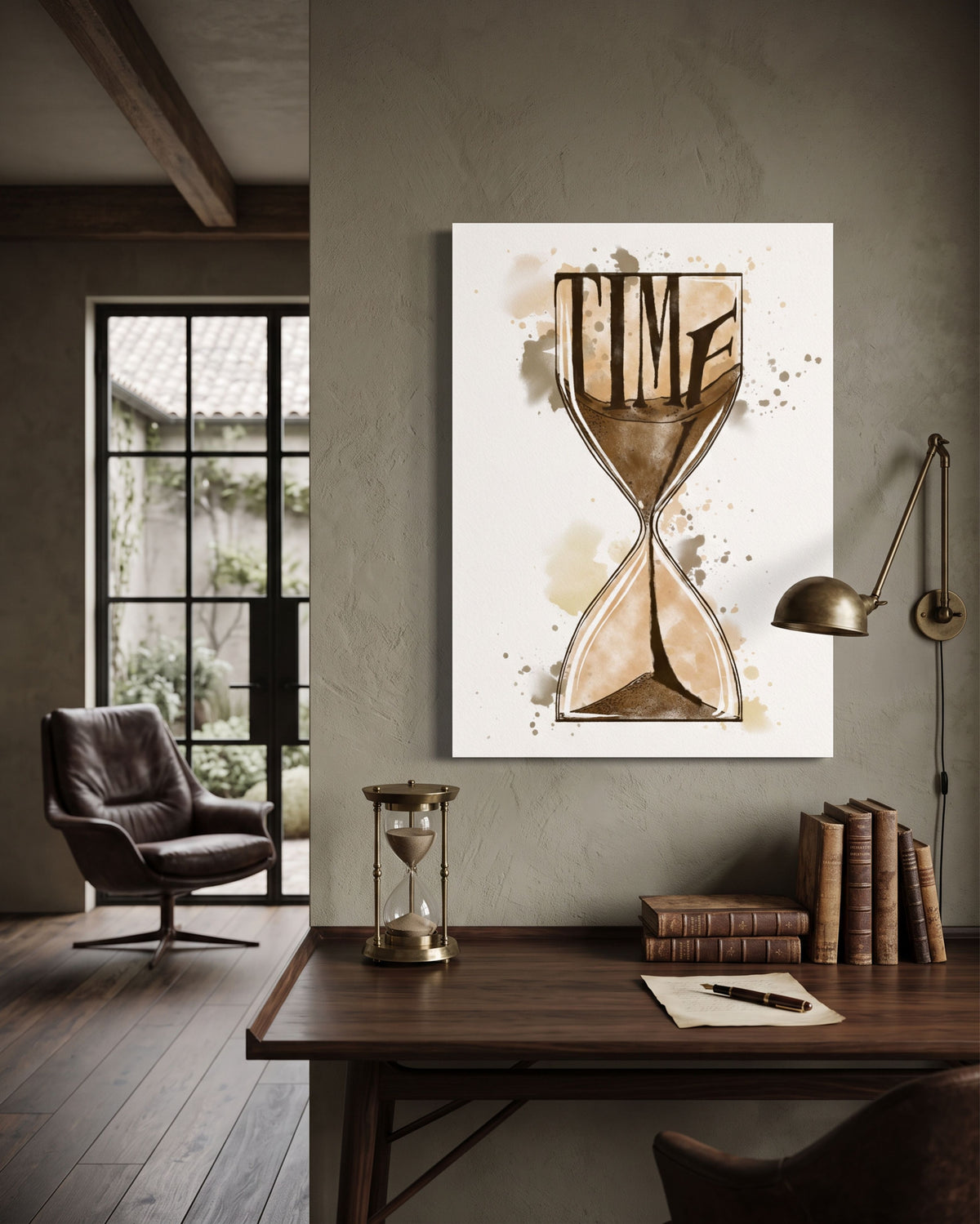 Hourglass Time Motivational Poster | Minimalist Office Wall Art Print