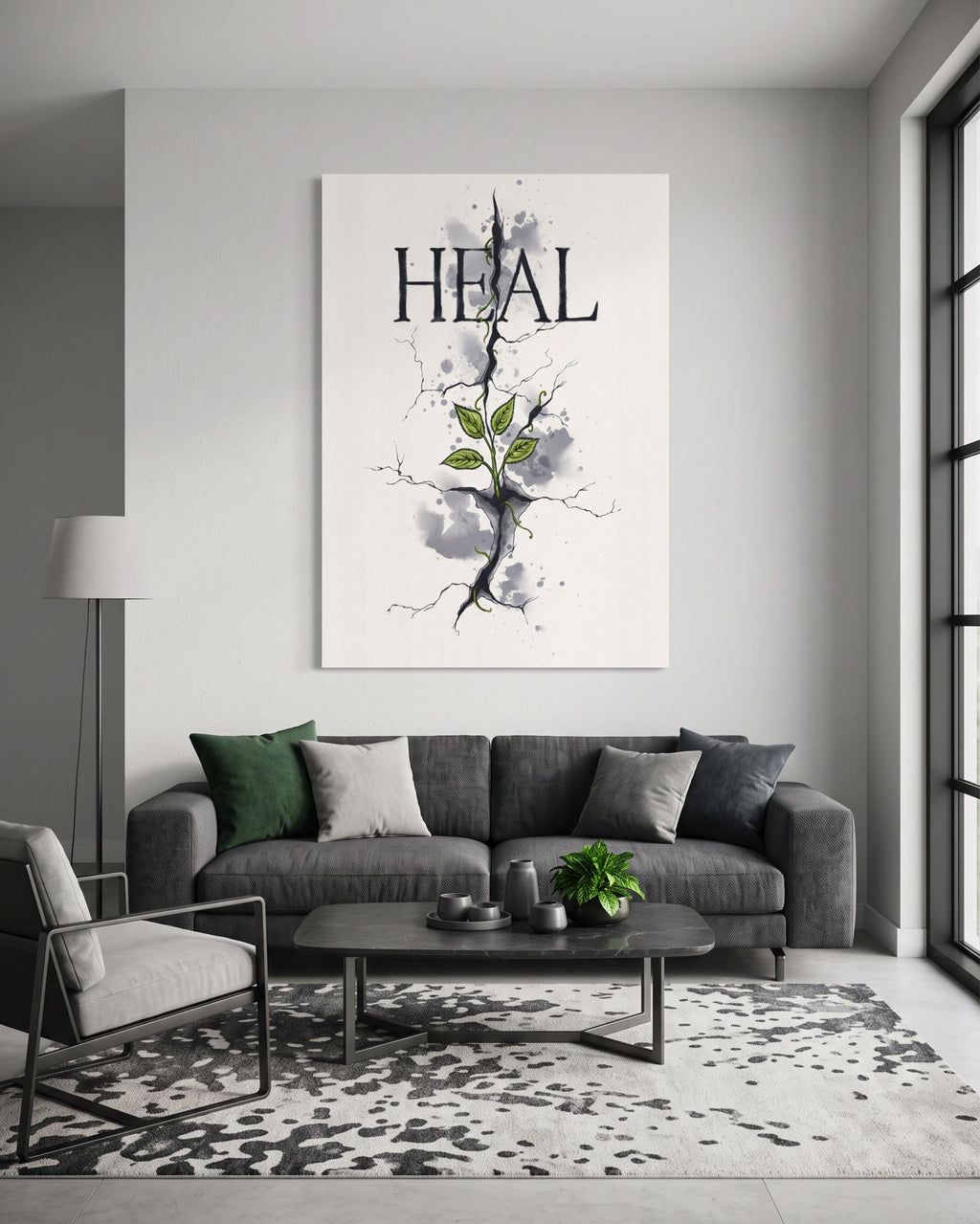 Heal Botanical Print | Growth Through Resilience Poster | Minimalist Inspirational Decor