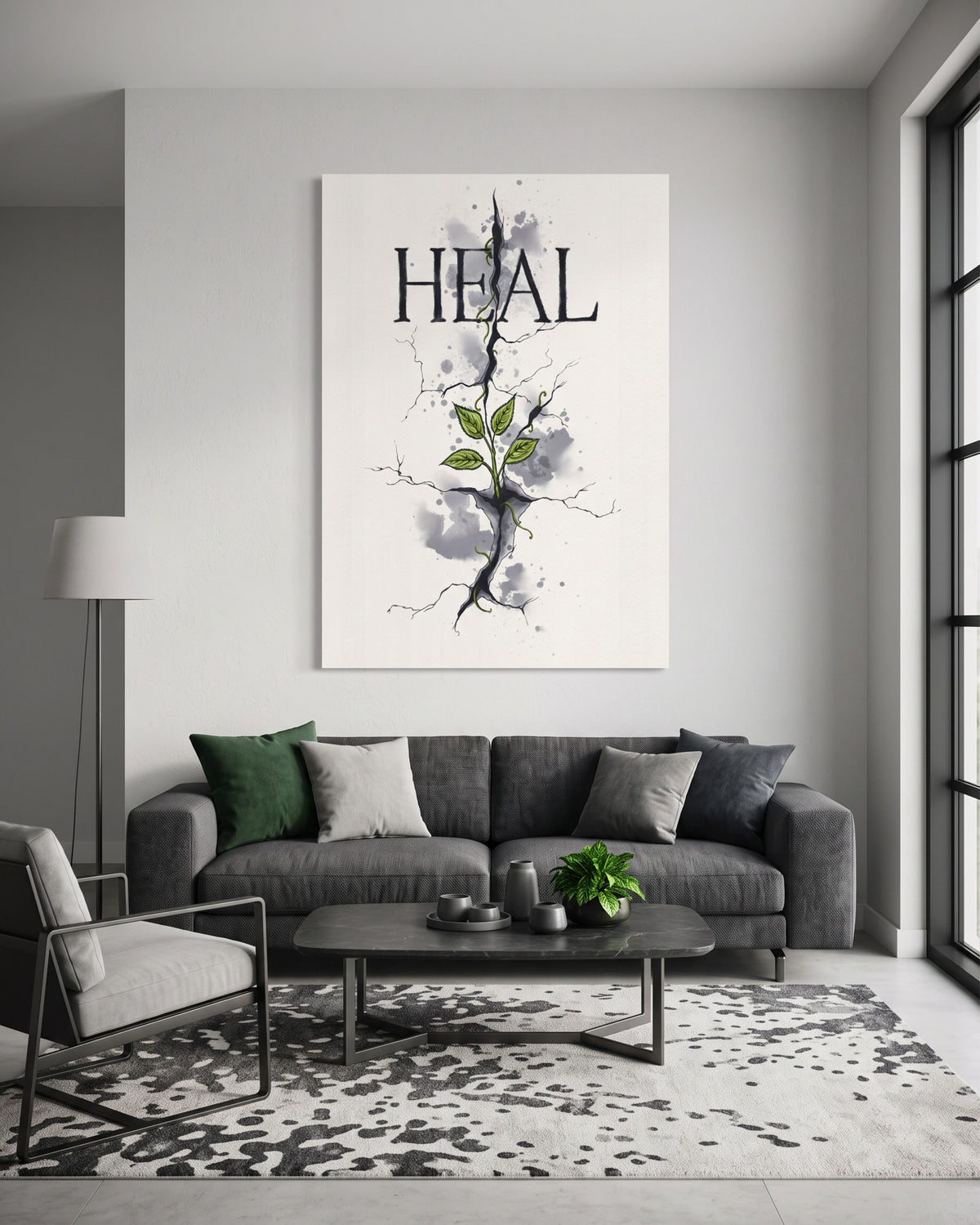 Heal Botanical Print | Growth Through Resilience Poster | Minimalist Inspirational Decor