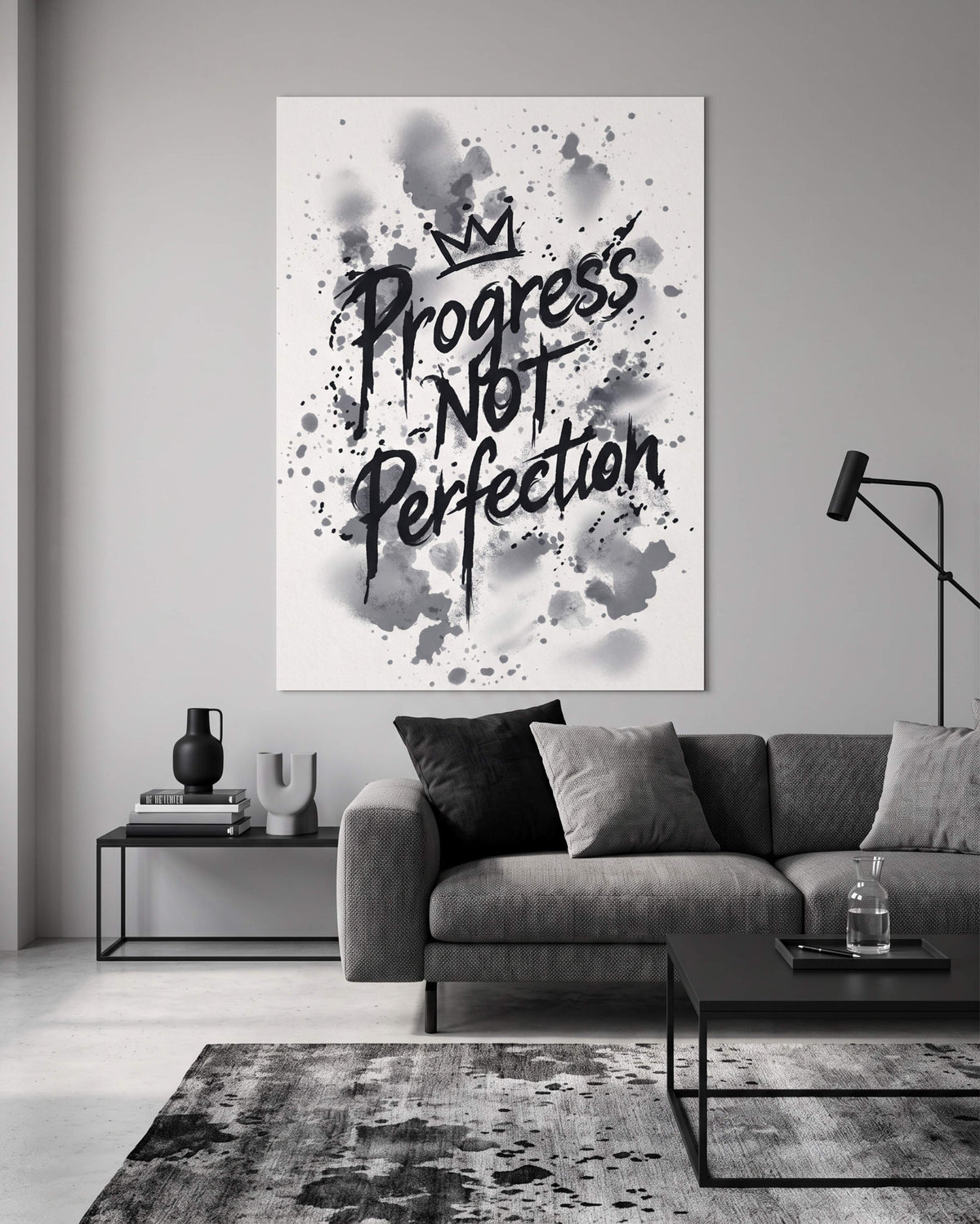 Progress Not Perfection Wall Art | Inspirational Quote Print | Motivational Typography Poster | Self Growth Decor