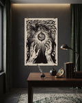 Persephone Pomegranate Linocut Print | Gothic Dark Academia Wall Art