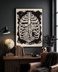 Wolf Ribcage Print | Memento Mori Wall Art | Gothic Linocut Poster | Skeleton Decor | Loneliness