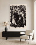Dark Fantasy Rage Print | Abstract Gothic Wall Art | Dark Academia Linocut Poster | Moody Decor | Anger