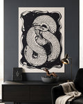 Ouroboros Snake Print | Occult Wall Art | Dark Academia Linocut Poster | Witchy Gothic Decor | Obsession