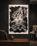 Clawed Hand Coins Linocut Print | Seven Deadly Sins Greed Art | Gothic Dark Academia Wall Art | Occult Home Decor