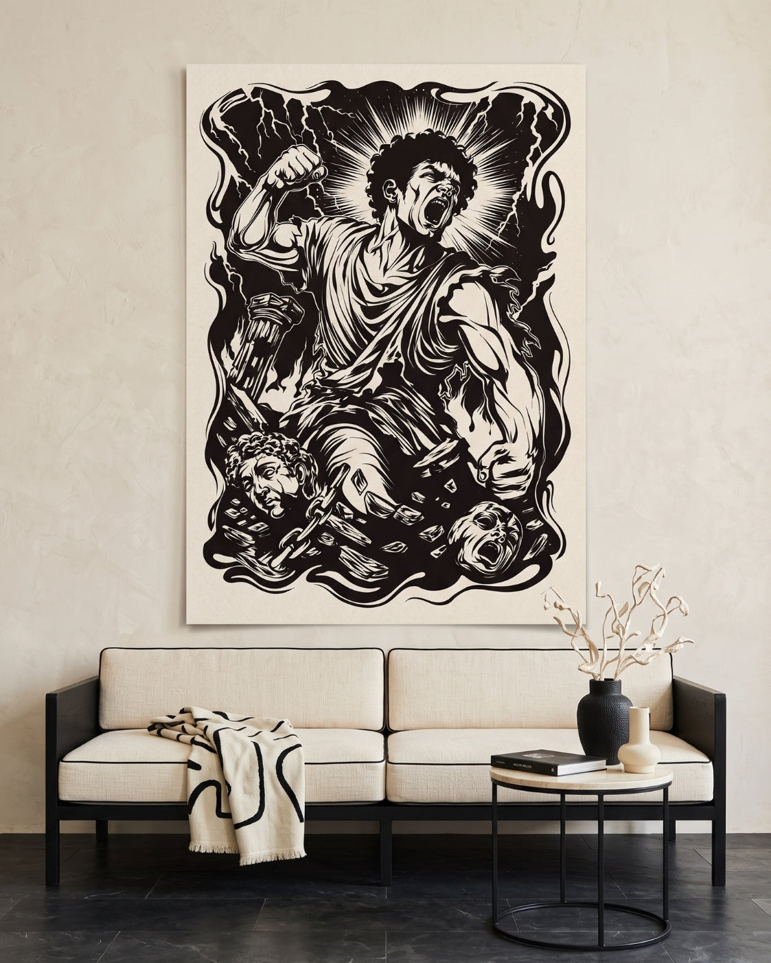 Screaming Man Linocut Print | Seven Deadly Sins Wrath Art | Gothic Dark Academia Wall Art | Moody Living Room Decor