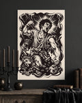 Screaming Man Linocut Print | Seven Deadly Sins Wrath Art | Gothic Dark Academia Wall Art | Moody Living Room Decor