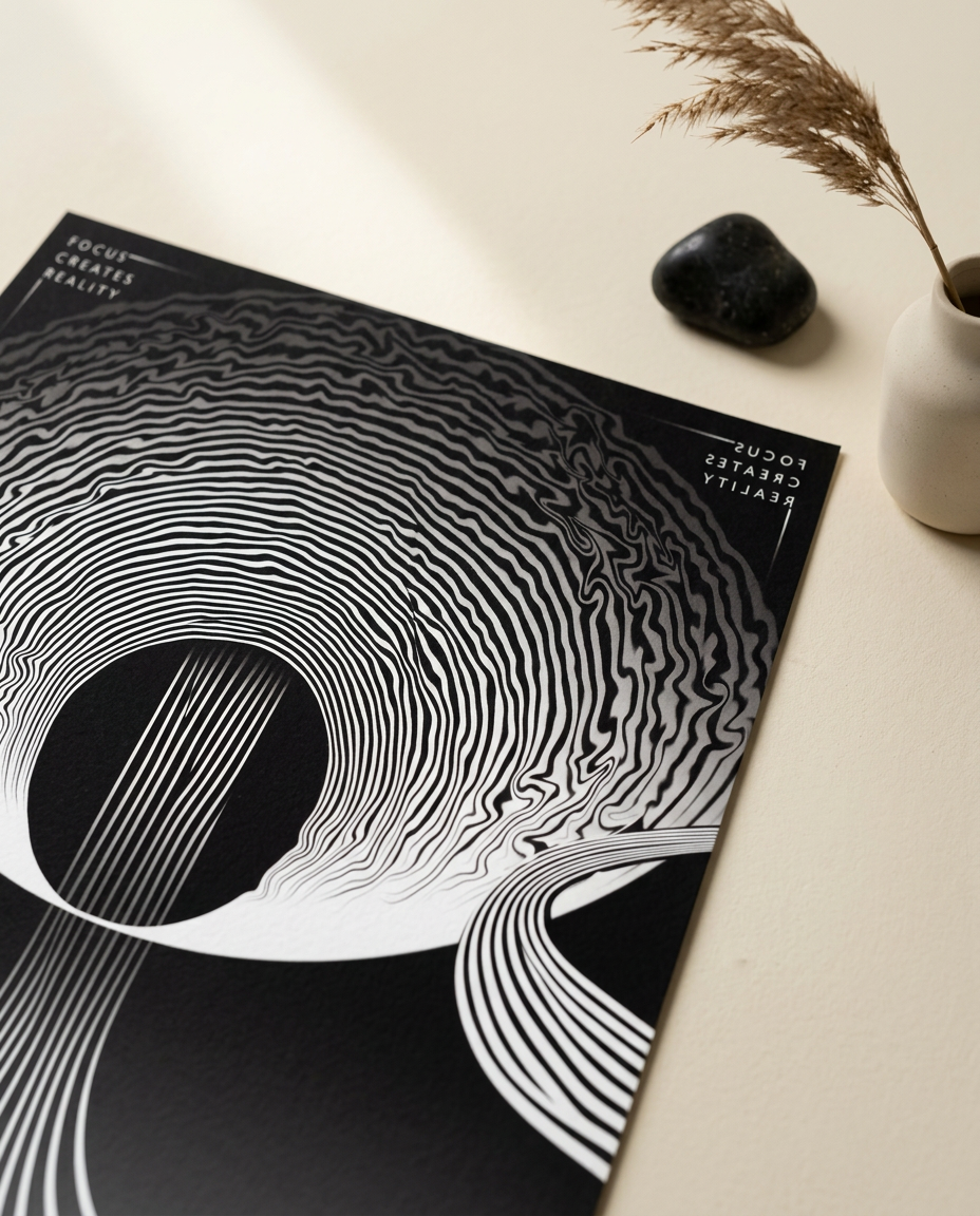 Focus Creates Reality - Abstract Line Art Poster